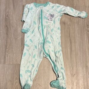 Aqua Leaf Print Kids One Piece